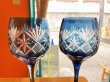 画像5: ヴィンテージ 切子 ワイングラス ブルー (5)