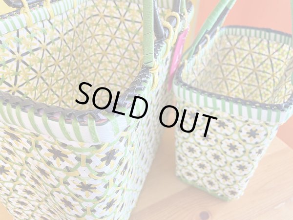 画像3: ミャンマー Lilla & Fleur Flower Basket GR×WH×YL×BK (3)