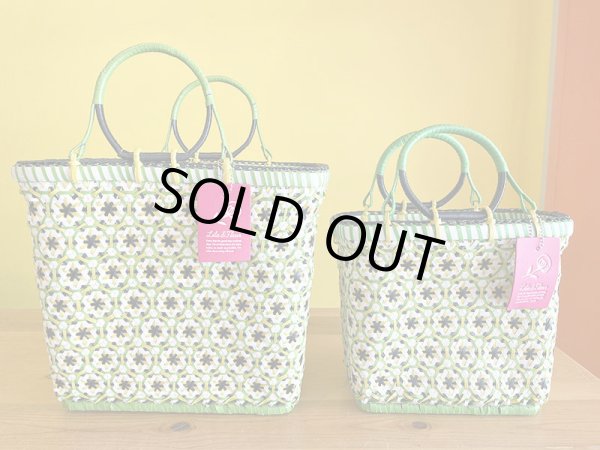 画像2: ミャンマー Lilla & Fleur Flower Basket GR×WH×YL×BK (2)