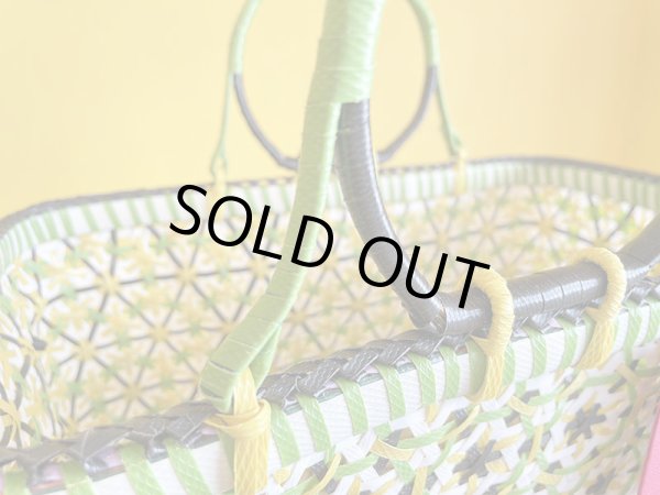 画像5: ミャンマー Lilla & Fleur Flower Basket GR×WH×YL×BK (5)