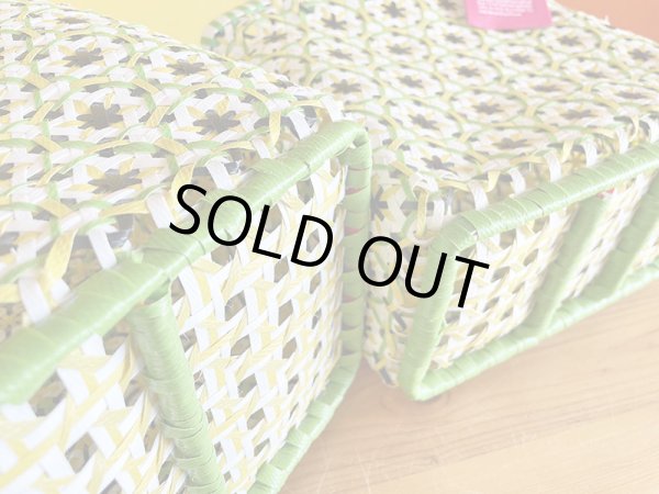 画像4: ミャンマー Lilla & Fleur Flower Basket GR×WH×YL×BK (4)