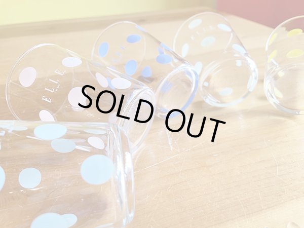 画像5: ヴィンテージ ELLE PARIS ドットグラス ショート　5個セット (5)