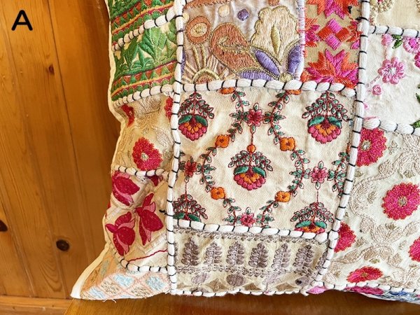 画像5: 【再入荷】インド カンバディア パッチワーク クッションカバー アイボリー (5)