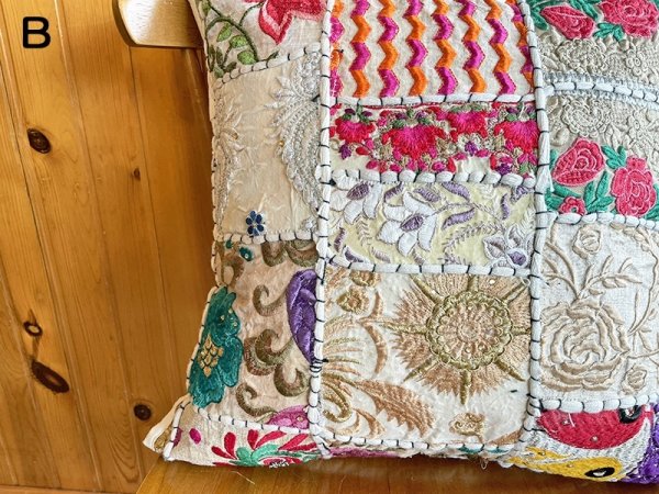 画像7: 【再入荷】インド カンバディア パッチワーク クッションカバー アイボリー (7)