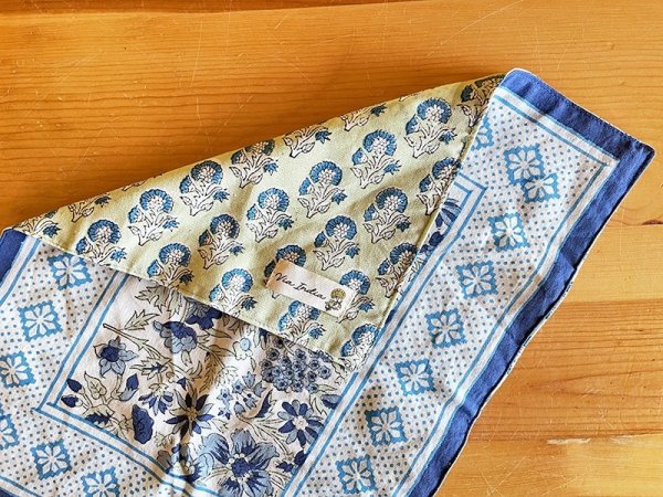画像1: インド ブロックプリント ランチマット カリーノ ブルー (1)