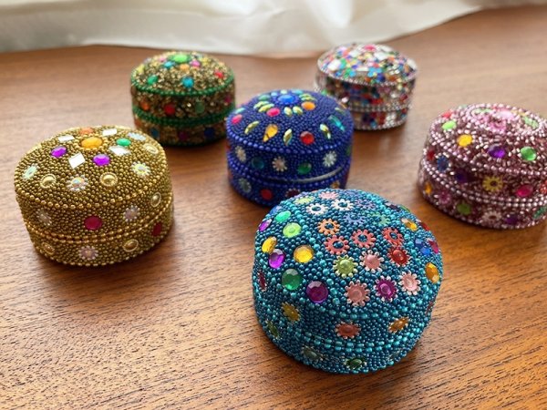 画像2: インド ビーズボックス ラウンド S (2)