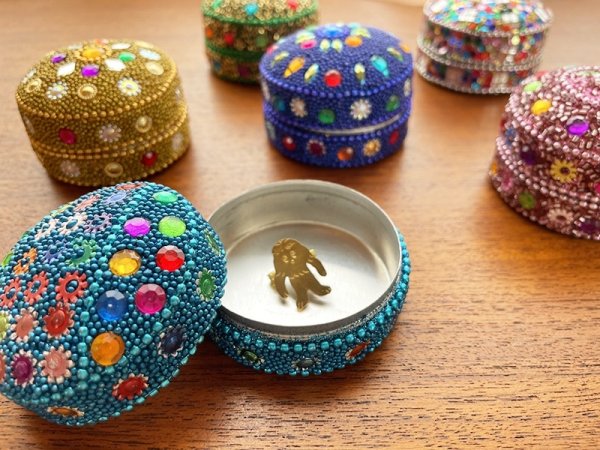 画像3: インド ビーズボックス ラウンド S (3)