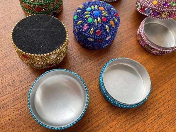 画像4: インド ビーズボックス ラウンド S (4)