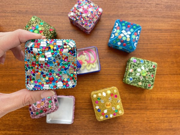 画像1: インド ビーズボックス スクエア S (1)