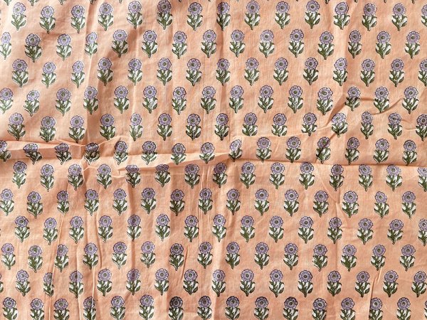 画像4: インド ブロックプリント ブランケット フラワー リバーシブル ピンク (4)