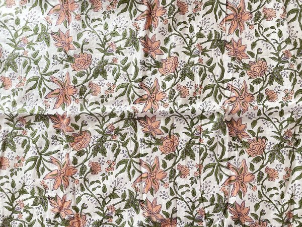 画像3: インド ブロックプリント ブランケット フラワー リバーシブル ピンク (3)